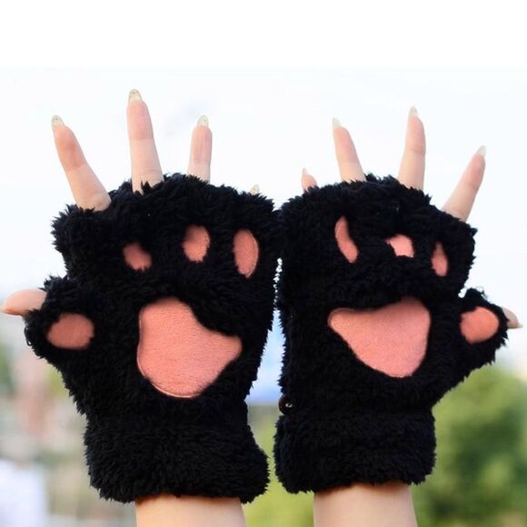 🆕Black Fingerless Cat Paw Gloves - Picture 4 of 10